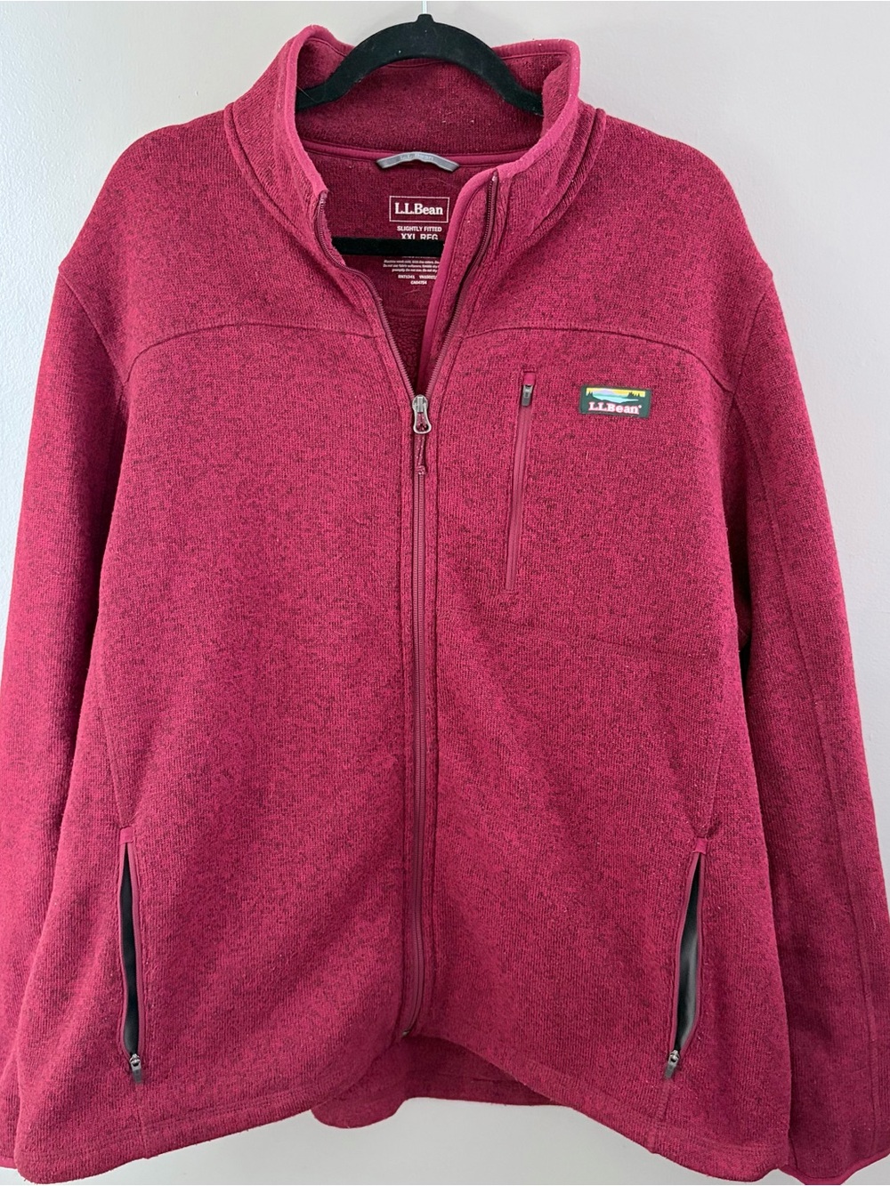 L.L. Bean Fleece Full-Zip Jacket Men XXL Burgundy
